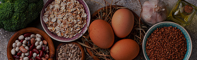 Bowls of ingredients beneficial for hair health