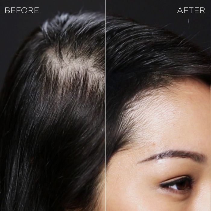 Before and After Top View of woman's Head Using Toppik Hair Building Fibers