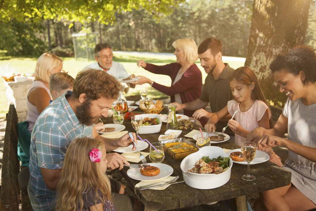 Family enjoying barbecue at outdoors