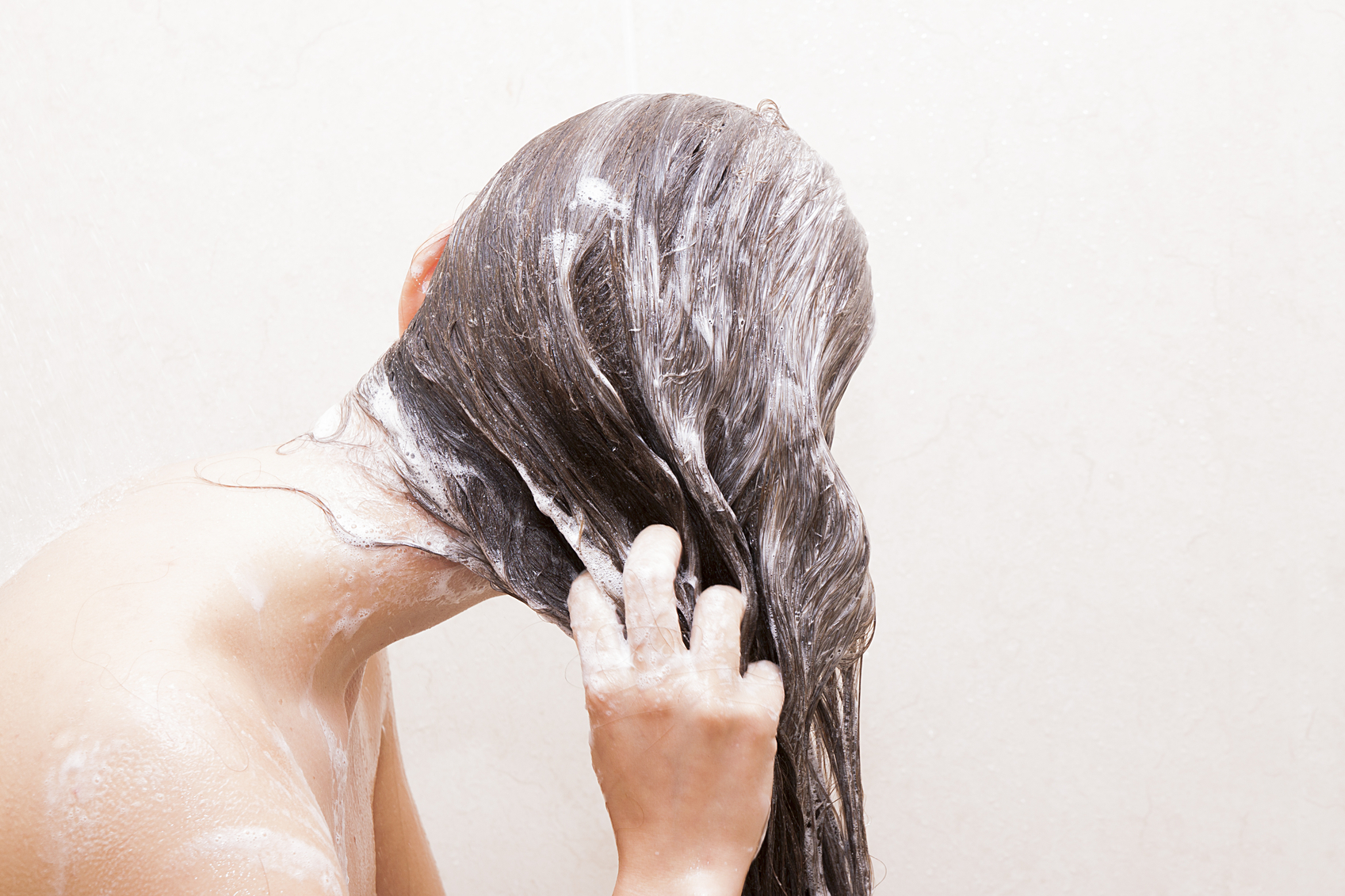 Woman washing her hair
